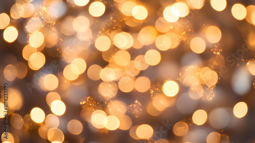 Golden bokeh blur abstract background with soft shimmering lights, perfect for festive designs, elegant visual effects, and luxurious event backdrops.