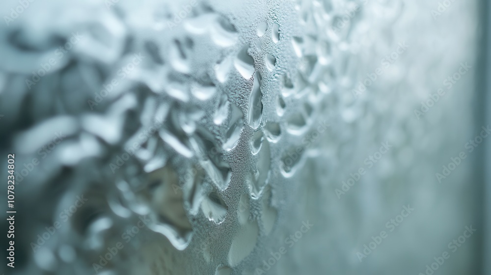 Obraz premium Textured glass surface with water droplets creating abstract patterns for background design