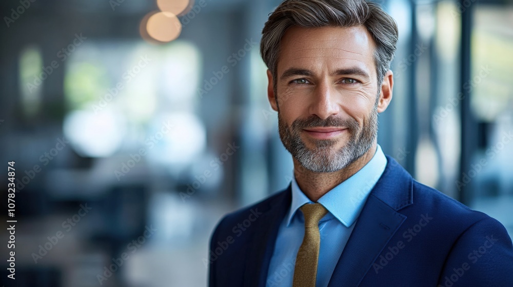 Confident Businessman in Modern Office Setting Confident Businessman in Modern Office Setting