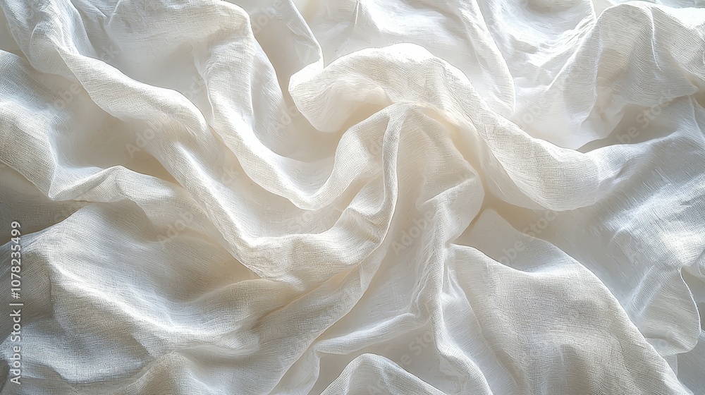A close-up of soft, wrinkled white fabric, showcasing its texture and light play. A close-up of soft, wrinkled white fabric, showcasing its texture and light play.
