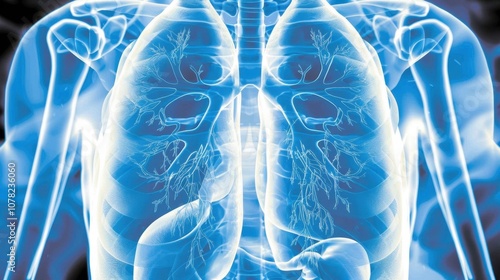 Futuristic medical imaging concept highlighting human respiratory system anatomy World COPD Day #1078236060