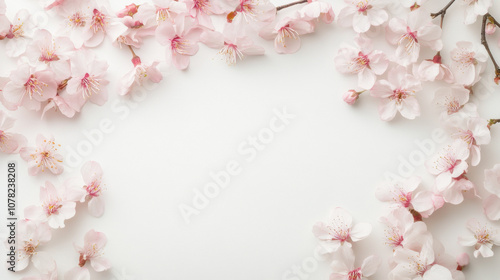 Wallpaper Mural Pink Cherry Blossom Flowers Frame on White Background Torontodigital.ca
