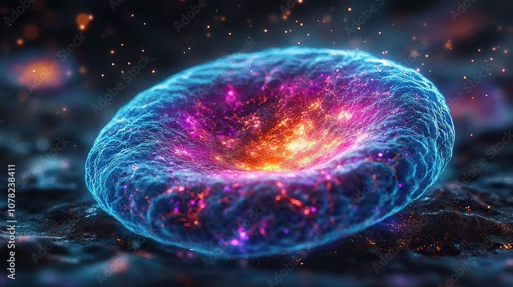biology cell with purple glass background 3d rendering biology cell with purple glass background 3d rendering