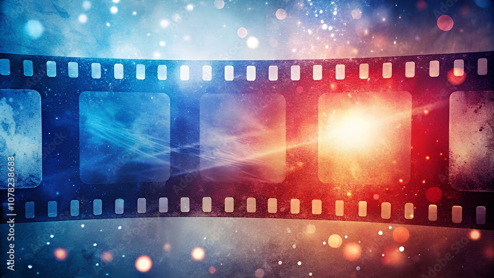 Retro background with film images and colored light effects, highlights and particles creating a movie atmosphere. For web design and design projects. Retro background with film images and colored light effects, highlights and particles creating a movie atmosphere. For web design and design projects.