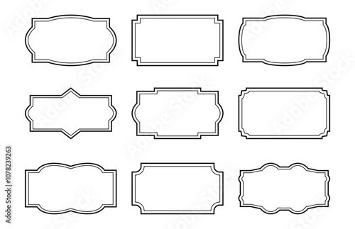 Modern minimalist aesthetic line Frames. Outline arch geometric forms. Decorative set textborders with editable stroke.