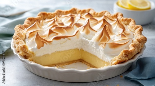 National Baked Alaska Day Delicious lemon meringue pie with golden crust and fluffy topping for dessert inspiration photo