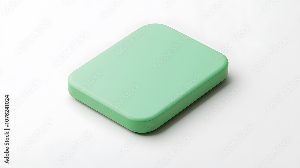 Blank Mobile application icon, button - green square with round corners. 3d rendering, white background Blank Mobile application icon, button - green square with round corners. 3d rendering, white background