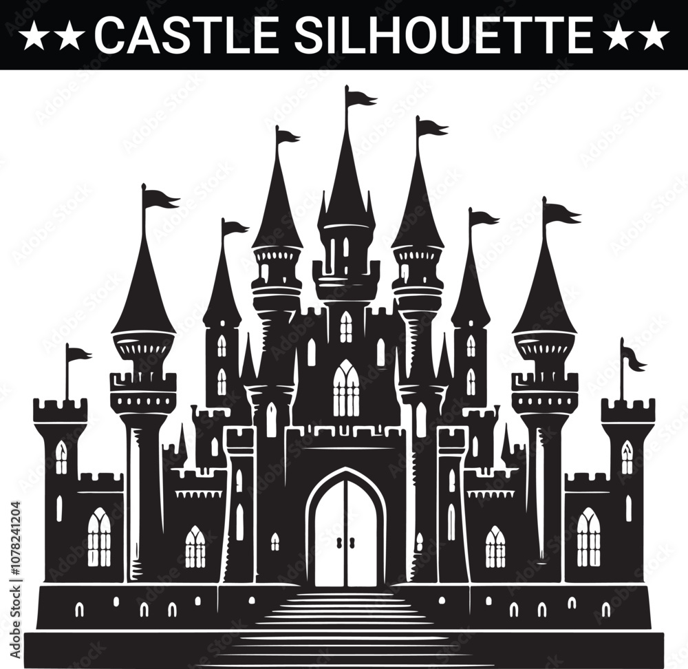 Obraz premium Castle silhouette vector illustration