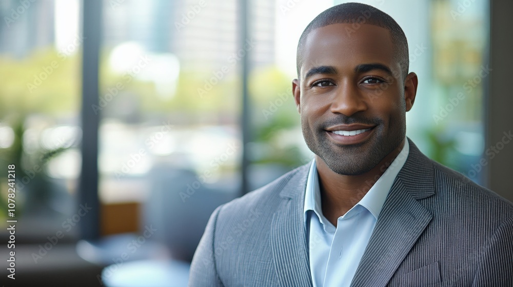 Confident Professional Smiling in Modern Office Environment Confident Professional Smiling in Modern Office Environment