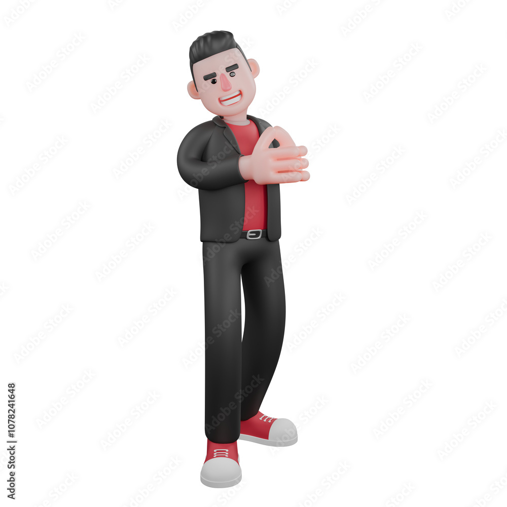 3D Choreographer Character Model. a male choreographer stands with his hands clapping, happy expression. Dance Performer 3D Choreographer Character Model. a male choreographer stands with his hands clapping, happy expression. Dance Performer