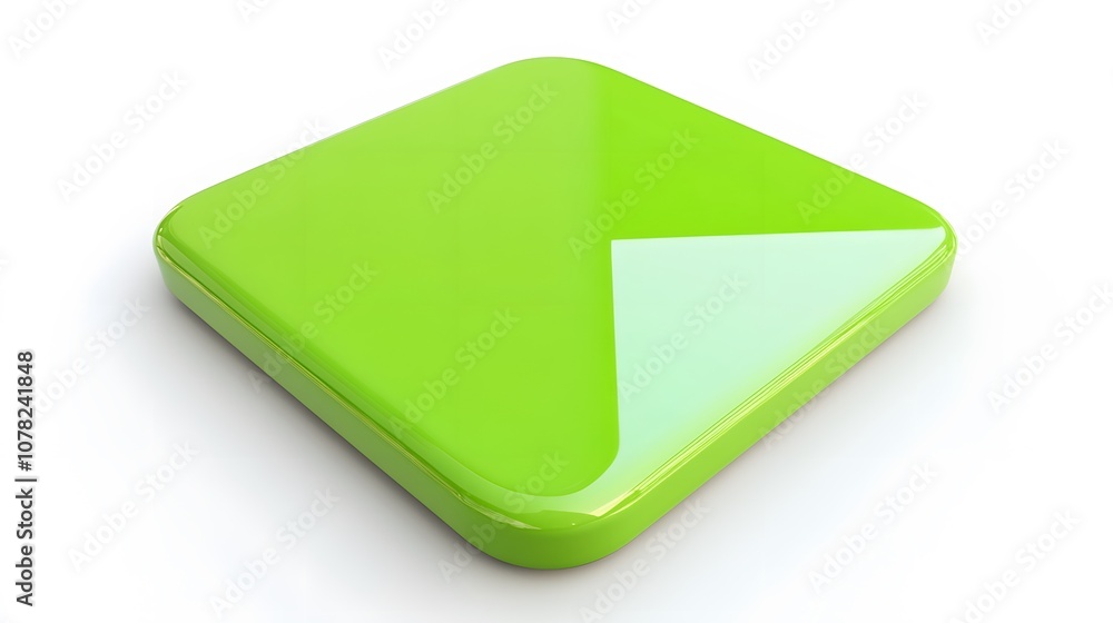 Blank Mobile application icon, button - green square with round corners. 3d rendering, white background Blank Mobile application icon, button - green square with round corners. 3d rendering, white background