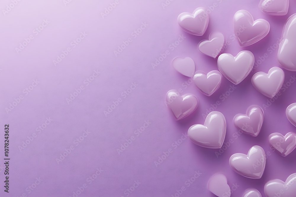 Soft gradient purple background with scattered heart shapes. Soft gradient purple background with scattered heart shapes.