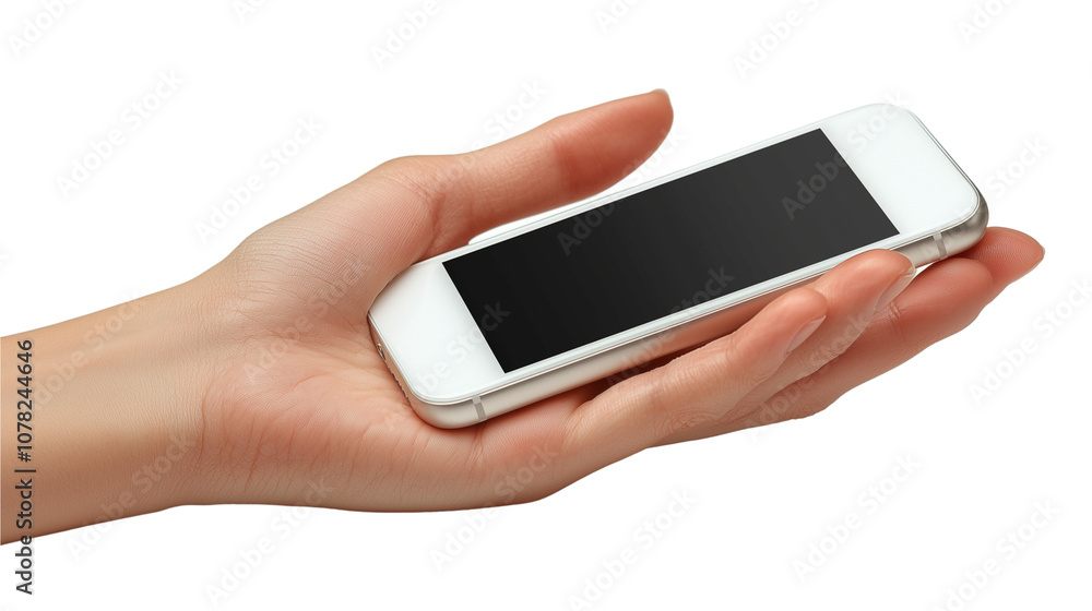 Woman holding smartphone, ready to connect digitally Woman holding smartphone, ready to connect digitally