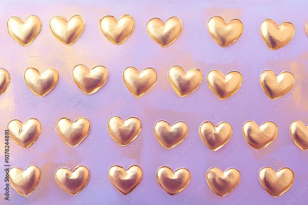Light gold hearts on a soft lavender gradient background. Light gold hearts on a soft lavender gradient background.