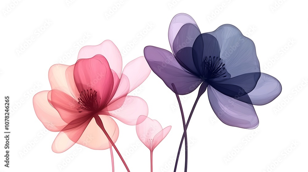 Fototapeta premium Abstract Flowers - Pink and Black Gradient