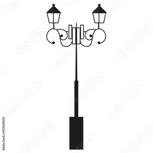 Elegant retro lantern template design. Vector street lamp isolated transparent background. Street light. Vector illustration. 