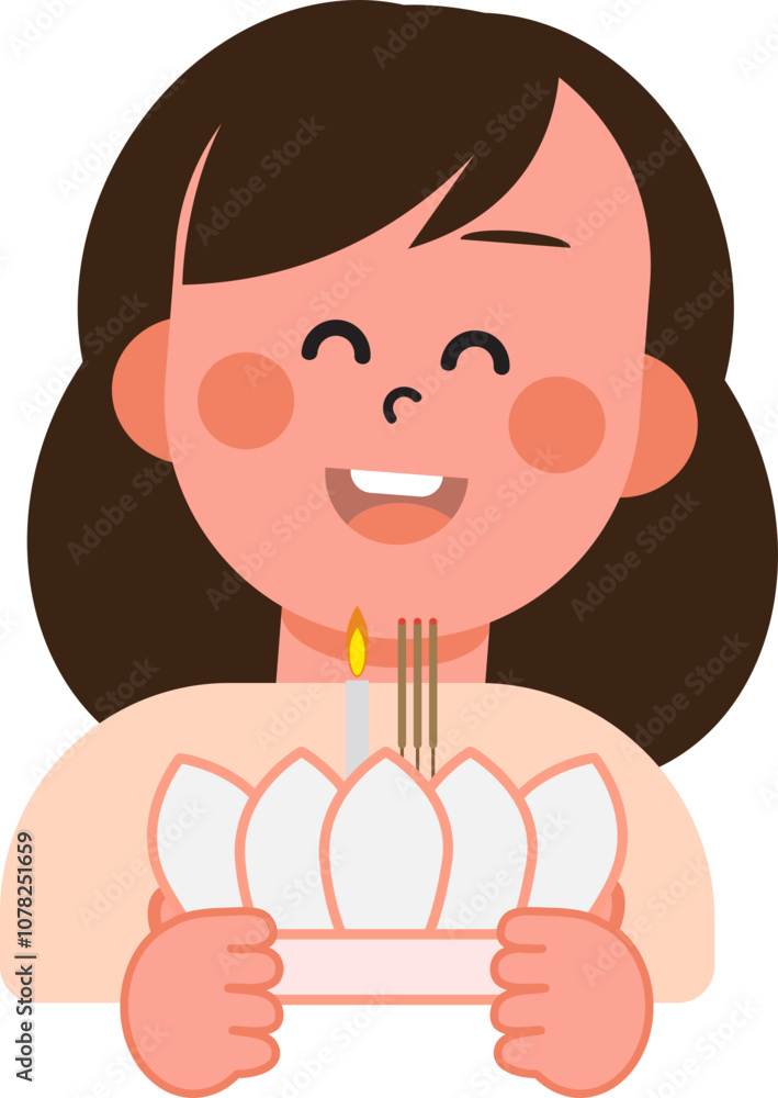 Boys and girls having fun with Loy Krathong Festival