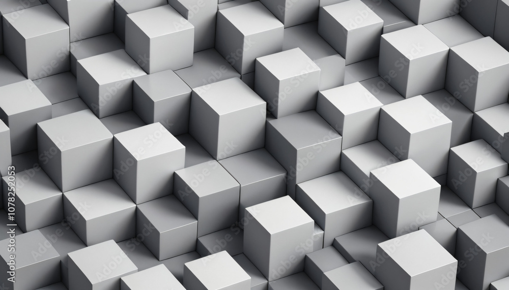 Repeating cube shapes in soft grays, with slight shading creating a subtle 3D illusion Repeating cube shapes in soft grays, with slight shading creating a subtle 3D illusion