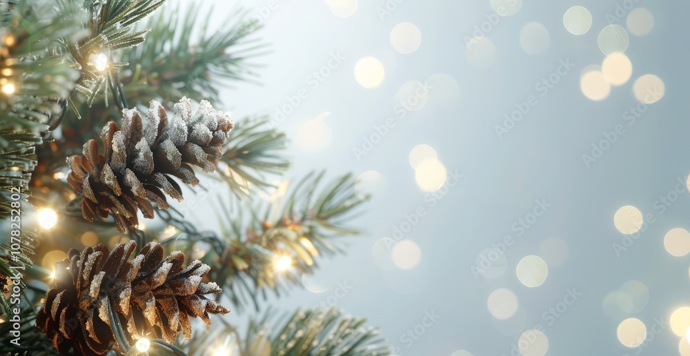 Frosted Pine Cones on a Christmas Tree Branch Frosted Pine Cones on a Christmas Tree Branch