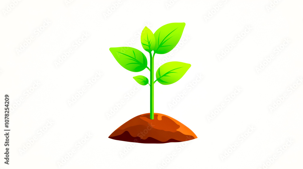 A small green plant is growing in the dirt A small green plant is growing in the dirt