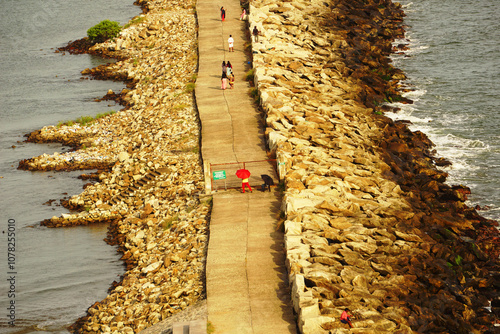 Tangasseri beach and walkway from lighthouse photo