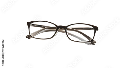 Black plastic eyeglasses frame isolated on white background