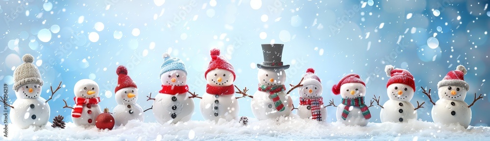 Winter Wonderland A Group of Cheerful Snowmen Winter Wonderland A Group of Cheerful Snowmen