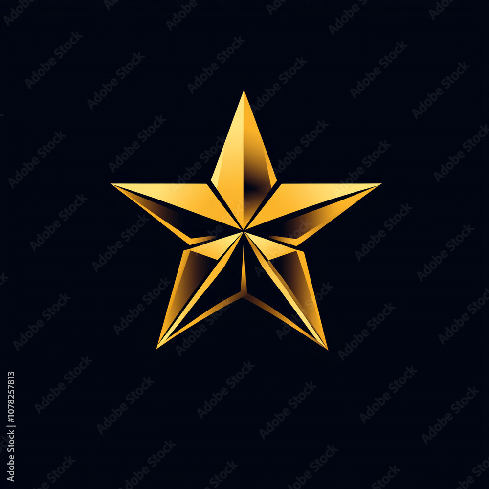 Fototapeta premium Golden star on a dark background, elegant and striking visual design. 