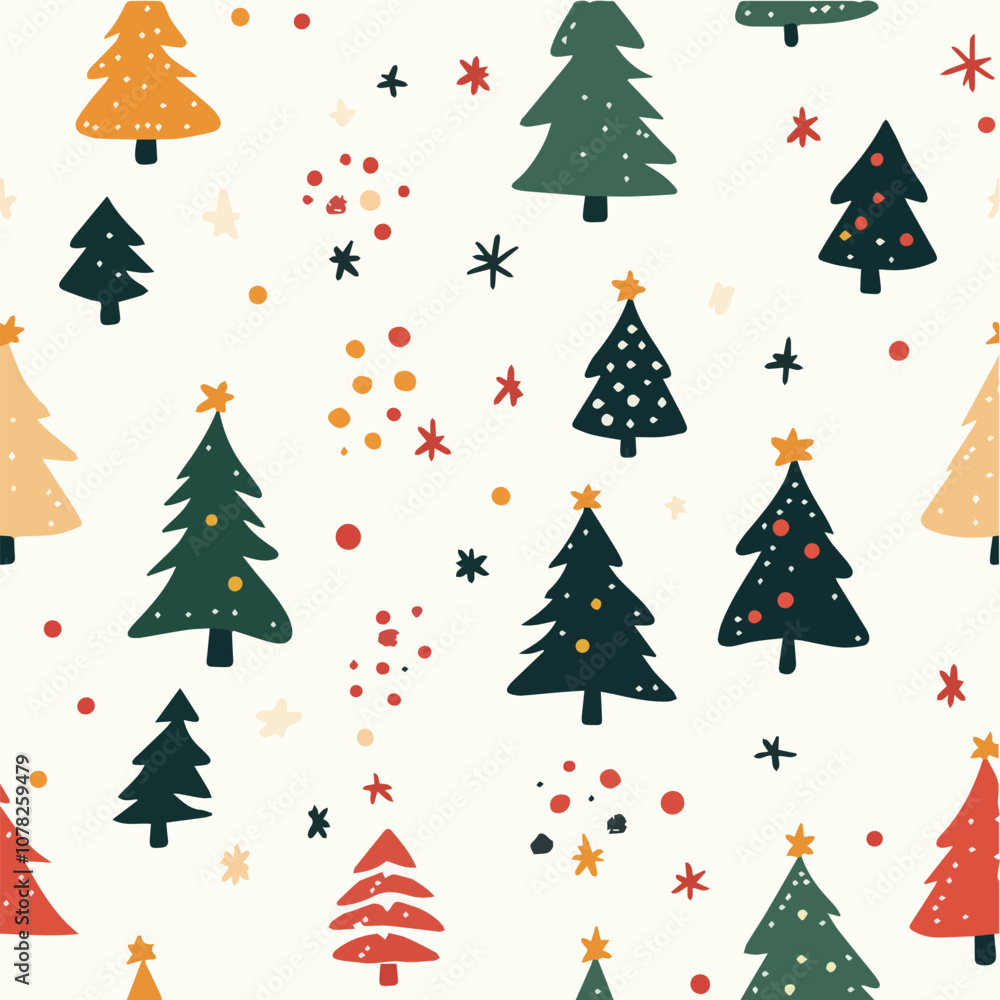 Vector seamless pattern of christmas tree minimal concept Vector seamless pattern of christmas tree minimal concept