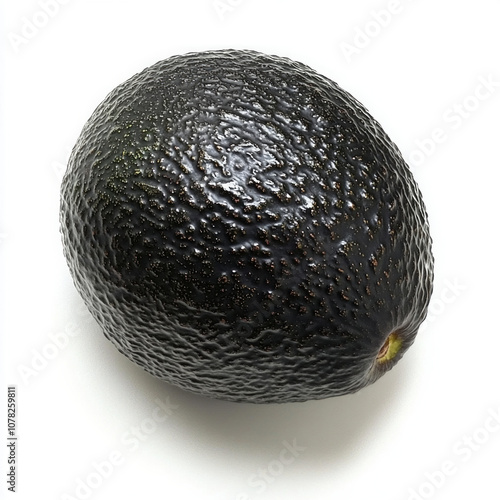 Fresh avocado with visible seed on white background. AI generative. photo