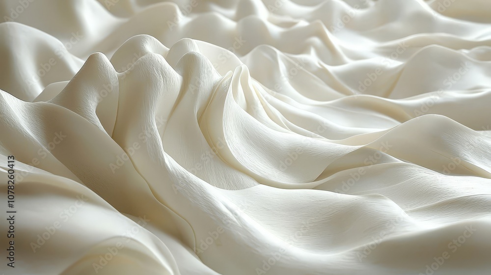 A close-up view of soft, flowing white fabric creating gentle waves and textures. A close-up view of soft, flowing white fabric creating gentle waves and textures.