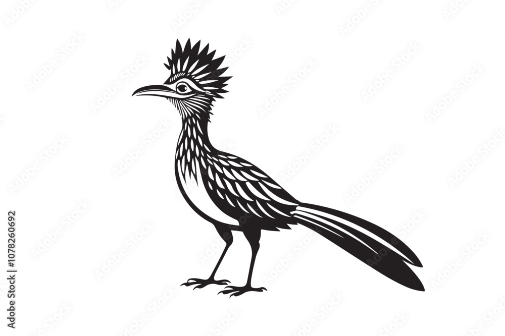 Fototapeta premium Greater Roadrunner silhouette vector bundle illustration, Greater Roadrunner silhouette