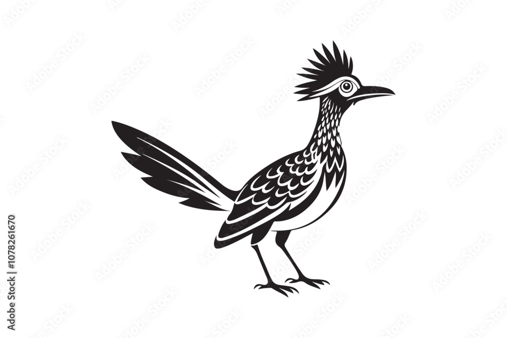 Fototapeta premium Greater Roadrunner silhouette vector bundle illustration, Greater Roadrunner silhouette