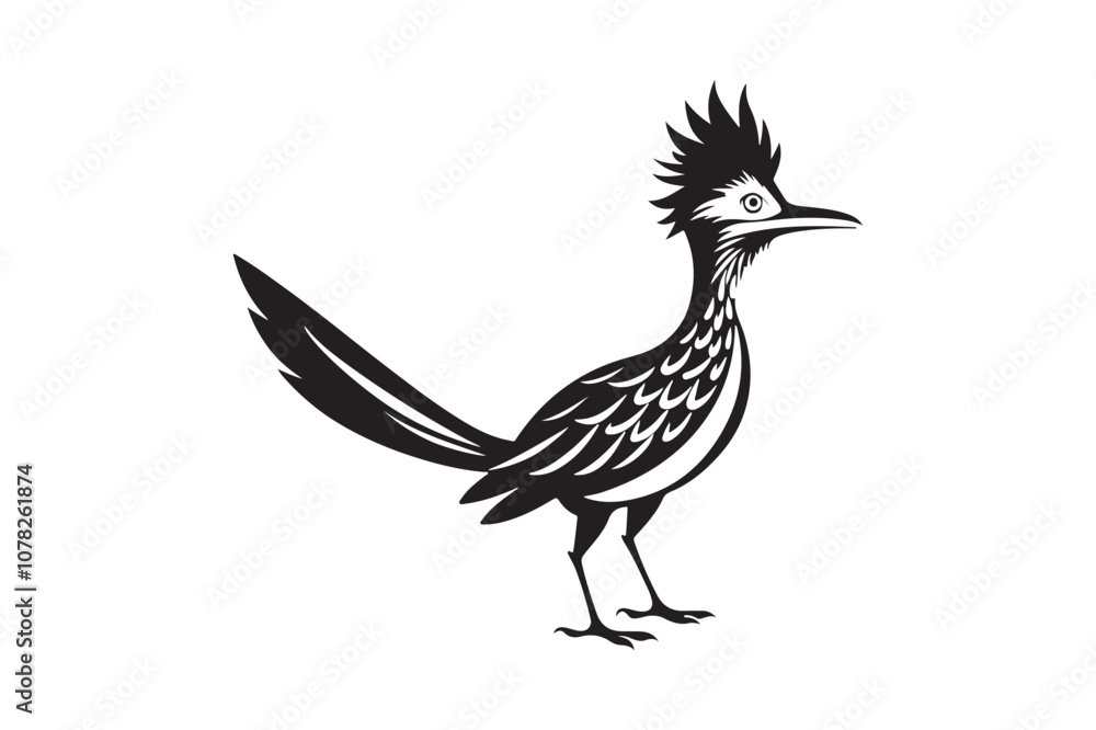 Fototapeta premium Greater Roadrunner silhouette vector bundle illustration, Greater Roadrunner silhouette 