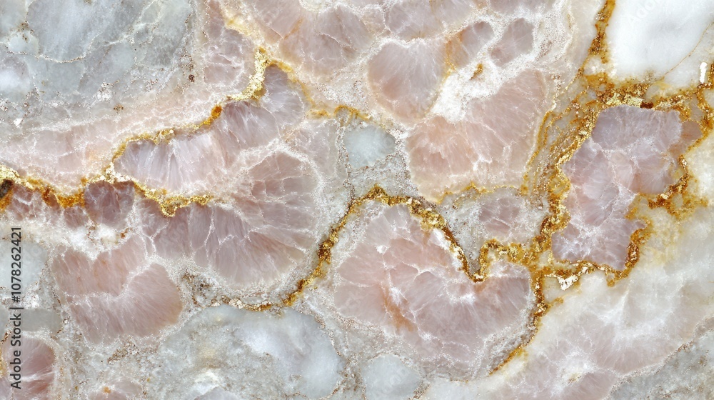 Close-up of Pink and White Marble with Golden Veins Close-up of Pink and White Marble with Golden Veins