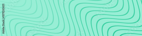 Abstract background with lines and waves. Web banner size. Element for design isolated. Vector background for brochure, booklet, flyer, poster. Green gradient. Nature, eco