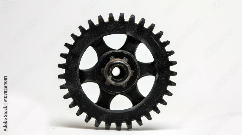 Striking Black Gears on White Background: A Mechanical Masterpiece