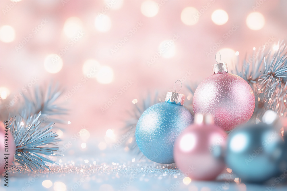 Christmas background in 3d style on pastel colors Christmas background in 3d style on pastel colors