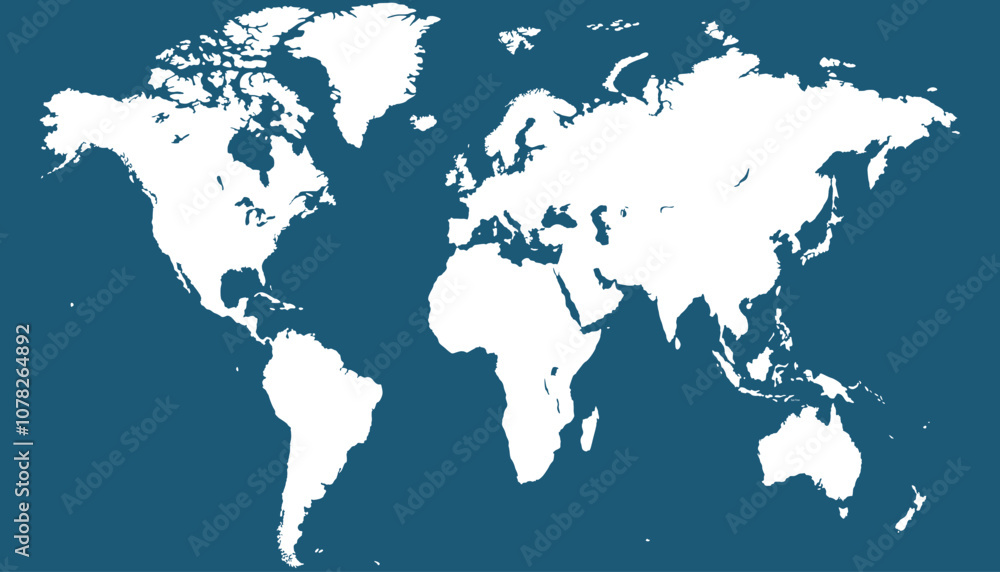 Obraz premium World map. Blue modern vector map. Silhouette map