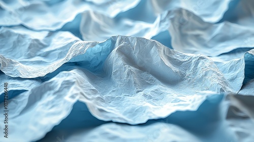 Wallpaper Mural A close-up view of textured, crumpled paper resembling waves or mountains in soft blue tones. Torontodigital.ca