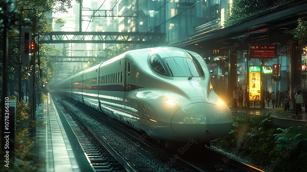 Fototapeta premium digital high speed railway bullet train 3d rendering