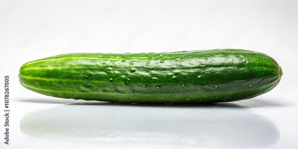 Minimalist Portrait of a Fresh Green Cucumber on a White Background, Emphasizing Natural Beauty and Simplicity in Food Photography Minimalist Portrait of a Fresh Green Cucumber on a White Background, Emphasizing Natural Beauty and Simplicity in Food Photography