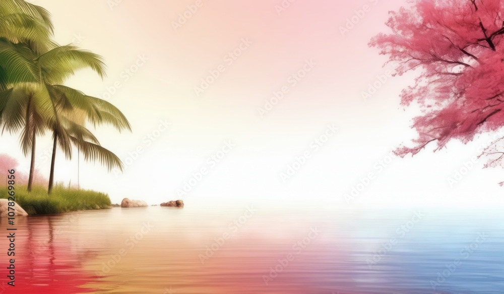 a picture of a beautiful pink tree by the water a picture of a beautiful pink tree by the water