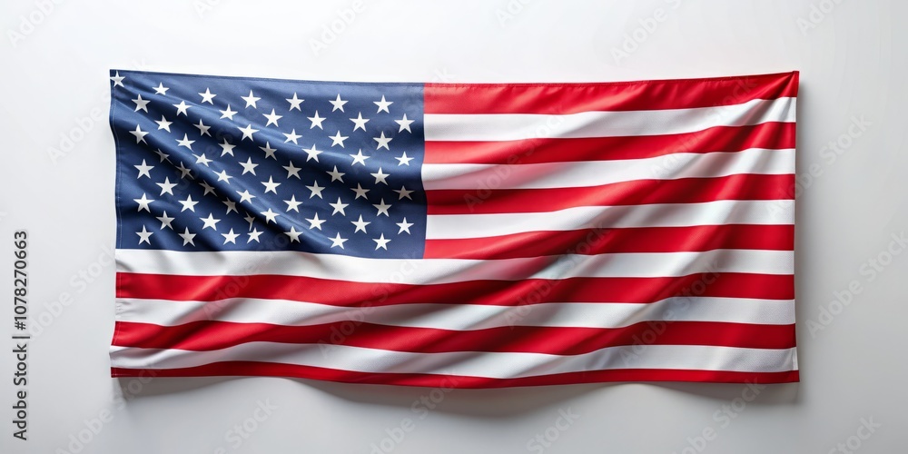Obraz premium Stunning Portrait Photography of the USA National Flag on a White Background, Perfect for Celebrating Patriotism and American Culture in Various Creative Projects