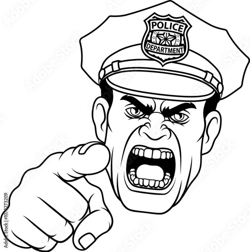 A policeman angry police man cartoon character cop illustration