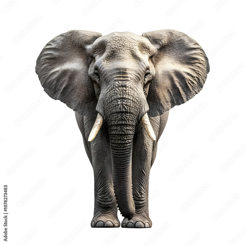 Obraz premium African Elephant Standing in Front of a White Background, Isolated on a Transparent Background
