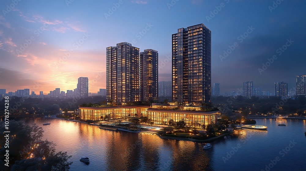 Fototapeta premium downtown building simulation city 3d rendering