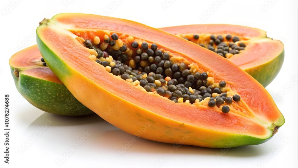 Close-up of papaya against white background,France
Close-up of papaya against white background,France