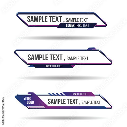 Lower third white and white design template modern contemporary. Set of banners bar screen broadcast bar name. Collection of lower third for video editing on transparent background.