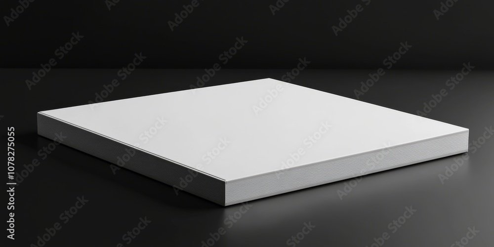 A flat, black surface with a blank white magazine on top, ready for you to add your own message. A flat, black surface with a blank white magazine on top, ready for you to add your own message.
